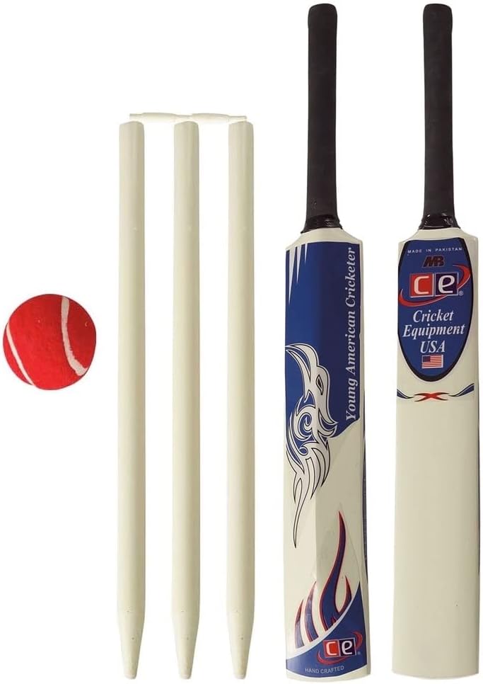 Junior Cricket Bat Set Wooden Gift Size 4, 6 Includes Stumps Ball Bat Carrying Bag